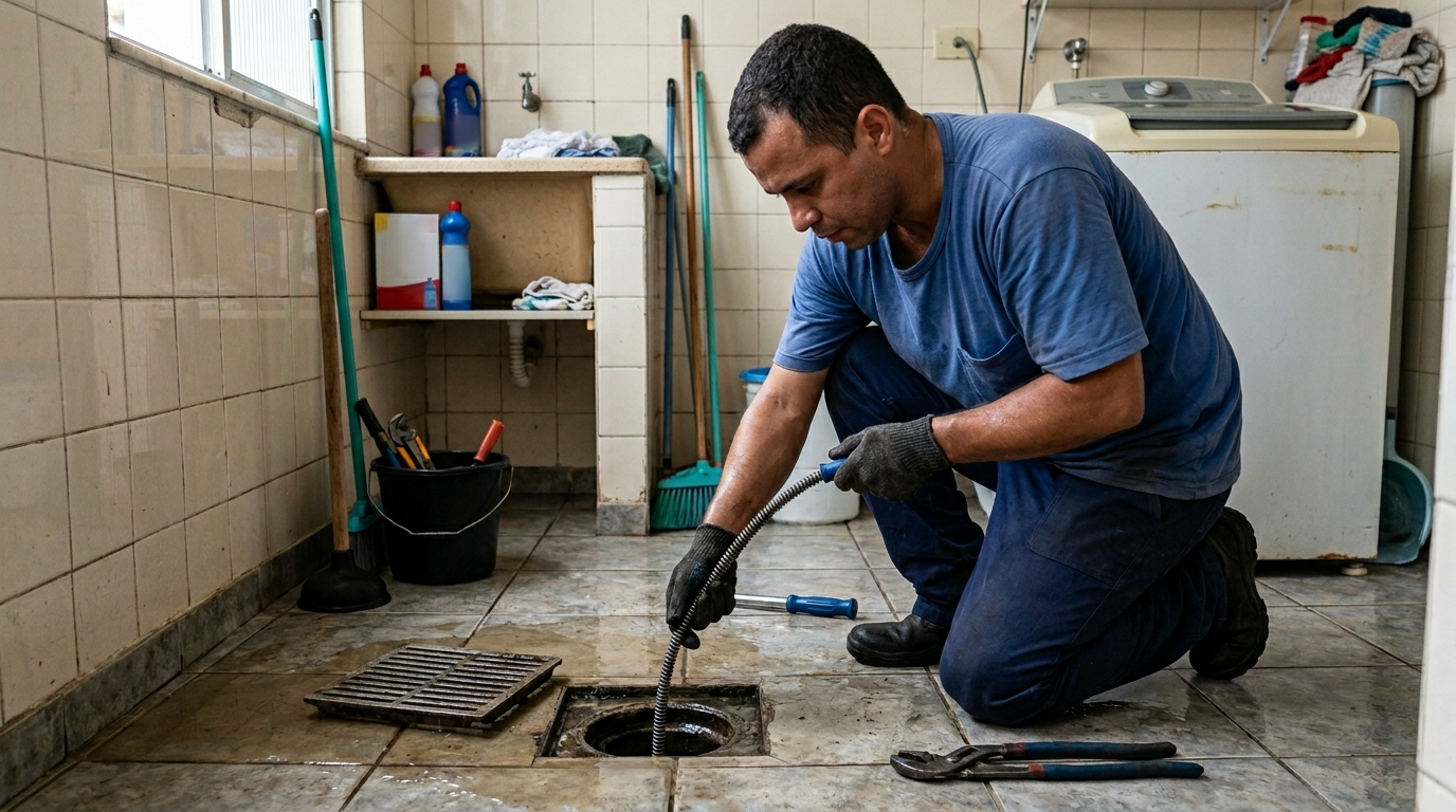 Desentupimento de ralo no banheiro em Natal-RN